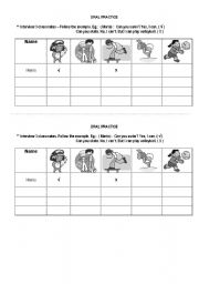 English worksheet: can- pair work