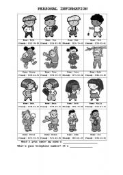 English Worksheet: Personal Information