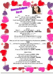 English Worksheet:   LYRICS + VIDEO CLIP ACTIVITY  Song: Say Ok by  Vanessa Hudgens (With Key)