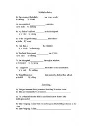 English worksheet: Verbs patterns 2