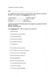 English worksheet: Comparative adjective