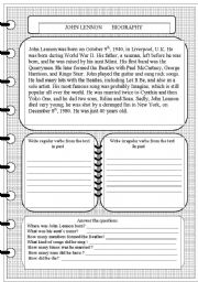 English Worksheet: John Lennon Biography