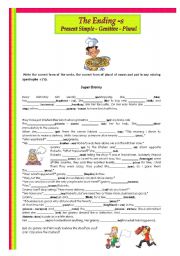English Worksheet: the ending -s: Present Simple - Genitive - Plural/ Part 3