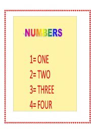 English worksheet: LEARNING  NUMBERS