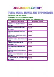 English worksheet: Discribing likes and dislikes