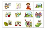 English Worksheet: Daily Activities Memory Game
