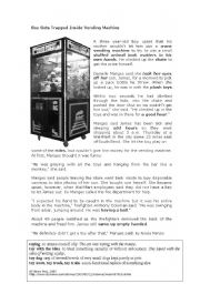 English Worksheet: Boy Gets Trapped in Vending Machine