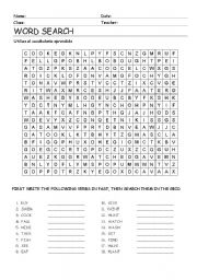 English Worksheet: REGULAR AND IRREGULAR WORDSEARCH