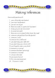 English Worksheet: Making Inferences