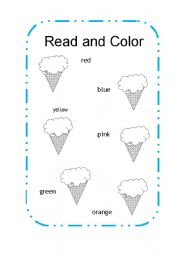 English Worksheet: read and color