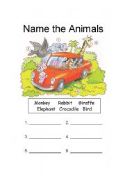 English Worksheet: Name the Animals