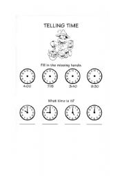 English Worksheet: Telling time