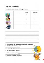English worksheet: test for young learners