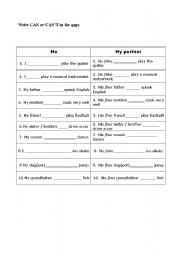 English Worksheet: Can - cant