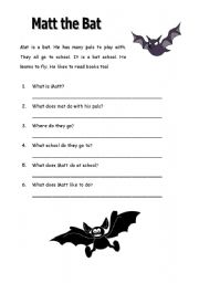 English worksheet: Matt the Bat