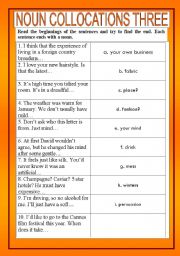 English Worksheet: Noun collocations 3