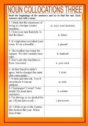 English Worksheet: Noun collocations 3