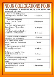 English Worksheet: Noun collocations 4