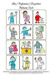 English Worksheet: Jobs / Occupations / Professions - Pantomime / Miming Cards (Set of 36 Cards)