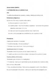 English worksheet: integrated skills lesson plan