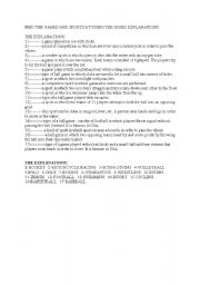 English worksheet: SPORTS AND GAMES