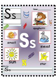 English Worksheet: Ss - Tt Vocabulary poster and Writing practice