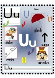 Uu -Vv Vocabulary poster and Writing practice