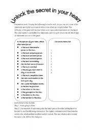 English Worksheet: Comparative game