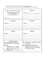 English worksheet: A Tiger Cub Grows UP