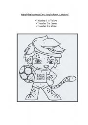 English Worksheet: World Cup 2010 Colour