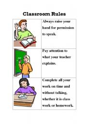 English Worksheet: Classroom Rules to Follow