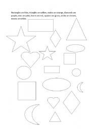 English Worksheet: Colour shapes