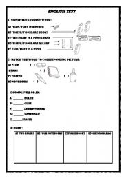 English test - School Objects