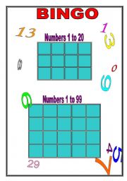 English worksheet: BINGO and NUMBERS