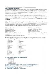 English worksheet: reading : Theseus