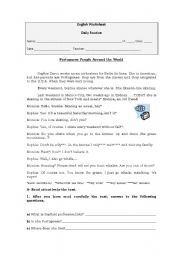 English Worksheet: Daily Routine, Question-tags,  Frequency Adverbs