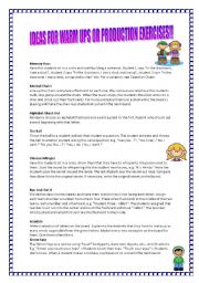 English Worksheet: Warm Up Ideas!!!