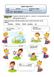 English Worksheet: Sports speaking