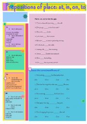 English Worksheet: Prepositions of place: in, on, at, to