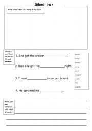 English worksheet: Silent >w 