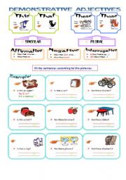 English Worksheet: Demonstrative Adjectives