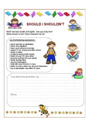 English Worksheet: should / shouldnt