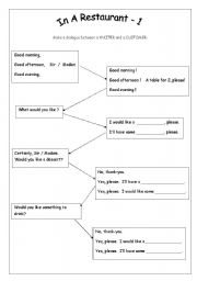 English Worksheet: Restaurant Dialogue