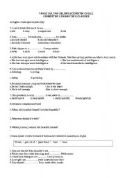 English worksheet: the exam questions for the eighth grade students