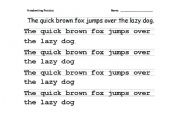 English Worksheet: Handwriting Practice (tracing ALL letters with guide lines)