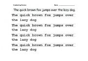 English worksheet: Handwriting Practice (tracing ALL letters with guide lines)