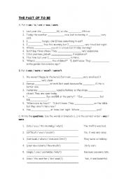 English Worksheet: TO BE. PAST.