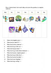 English Worksheet: daily activities