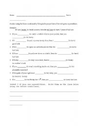 English Worksheet: Superstitions - Future Conditional