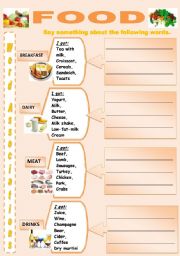 English Worksheet: ASSOCIATIONS  FOOD 2